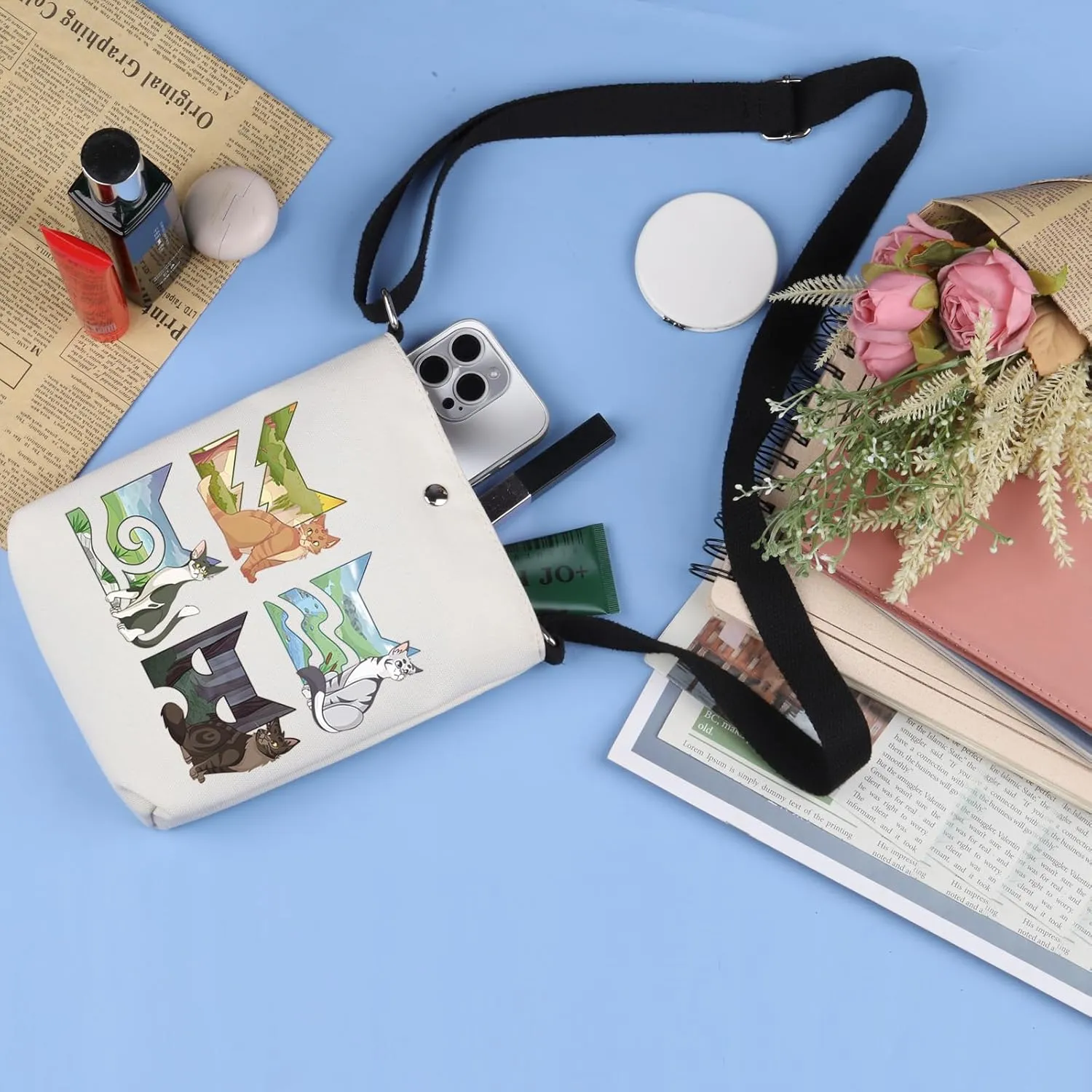 Funny W Cats Crossbody Bag Erin Cats Fans Gift Cat Clan Novel Inspired Shoulder Bag Cat Clans Merch Shadow-clan WCat Gift