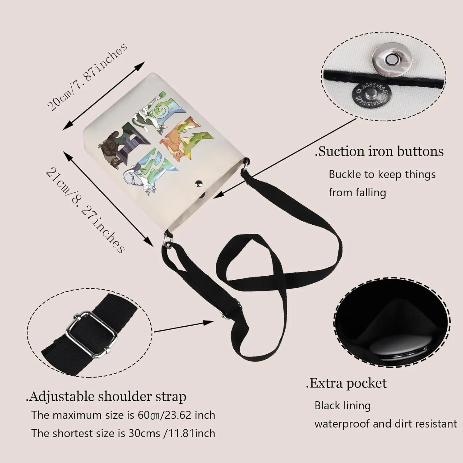 Funny W Cats Crossbody Bag Erin Cats Fans Gift Cat Clan Novel Inspired Shoulder Bag Cat Clans Merch Shadow-clan WCat Gift