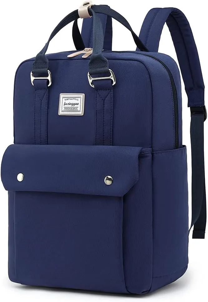 FUXINGYAO Women Laptop Backpack, Durable Travel backpack with Headphone Cable Hole, Anti Theft Backpack for Fits 15.6 Inch Notebook, Multicolor.Blue