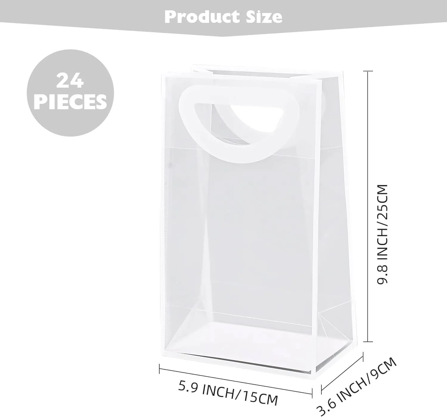 FYIN-HONG Clear Gift Bags With Handles 24 Pcs Frosting Plastic Small Gift Bag Goodie Bag Favor Bags Small Gift Bag Valentines