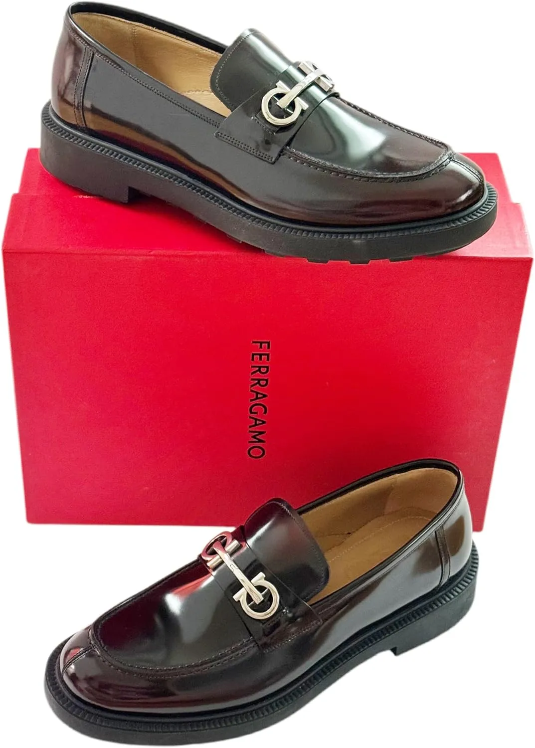 GALLES Dark Brown Nebbiolo Bit Leather Calf Gancio Men's Dress Strap Loafers (Salvatore
