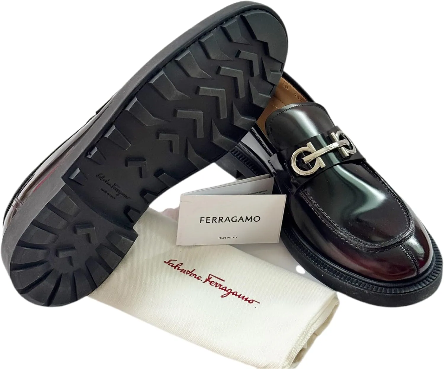 GALLES Dark Brown Nebbiolo Bit Leather Calf Gancio Men's Dress Strap Loafers (Salvatore