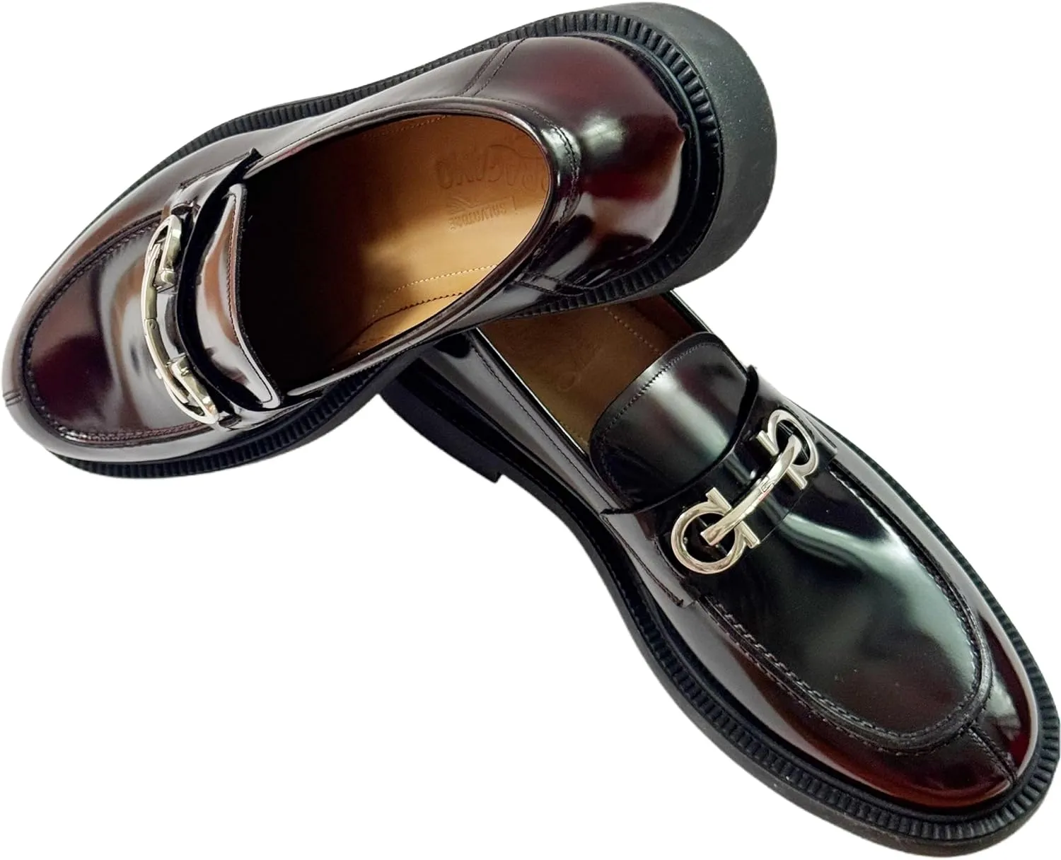 GALLES Dark Brown Nebbiolo Bit Leather Calf Gancio Men's Dress Strap Loafers (Salvatore