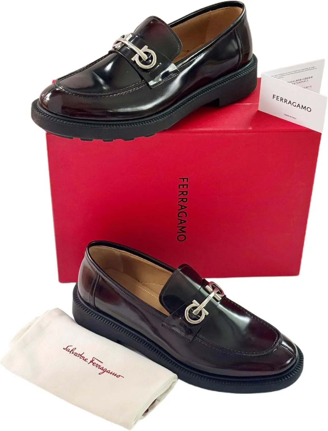 GALLES Dark Brown Nebbiolo Bit Leather Calf Gancio Men's Dress Strap Loafers (Salvatore