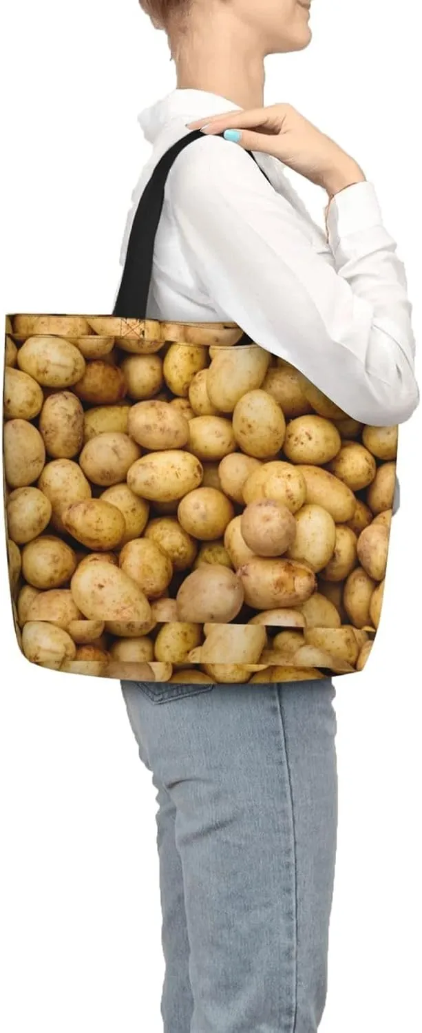 Garden Potatoes Duty Reusable Shopping One-Shoulder Bags – Large Tote Bags Are Foldable