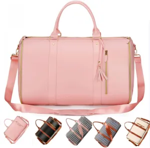 Garment Duffle Bags For Travel Garment Duffle Bag Carry On Bag Foldable Travel Bag Garment Bag Duffle Bag For Travel Women (Pink)