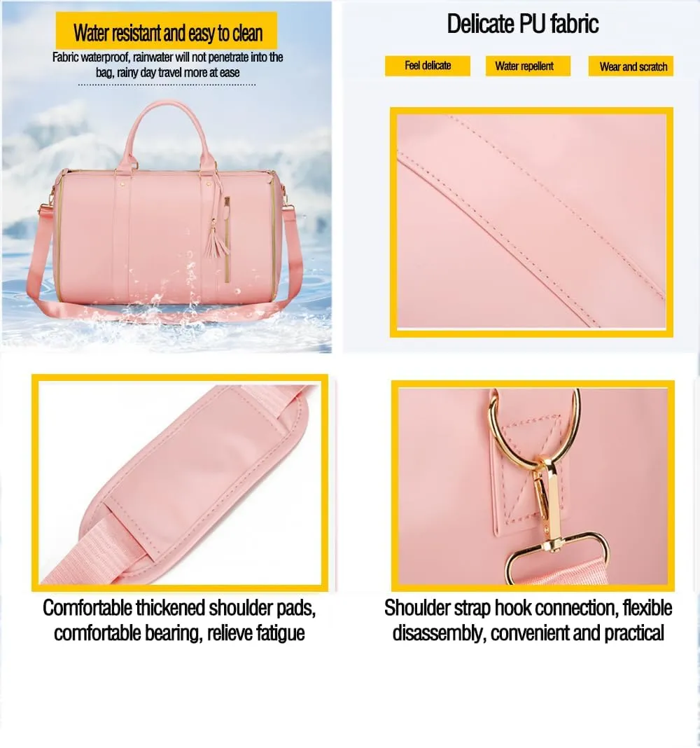 Garment Duffle Bags For Travel Garment Duffle Bag Carry On Bag Foldable Travel Bag Garment Bag Duffle Bag For Travel Women (Pink)