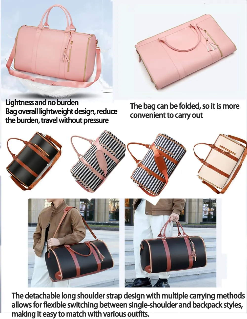 Garment Duffle Bags For Travel Garment Duffle Bag Carry On Bag Foldable Travel Bag Garment Bag Duffle Bag For Travel Women (Stripe (A))