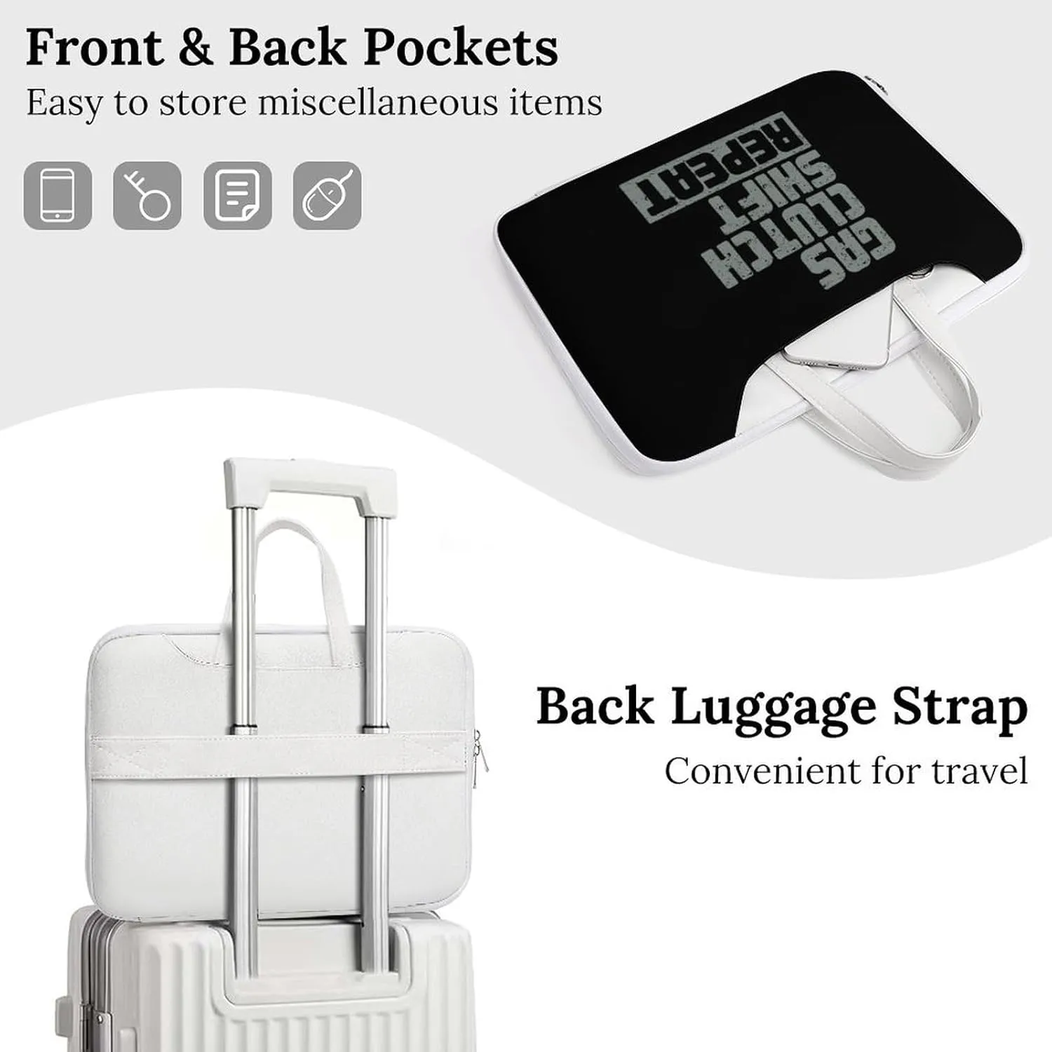 Gas Clutch Shift Repeat Leather Bag Laptop Case Slim Water Resistant Computer Bags with Handle Briefcase for Work