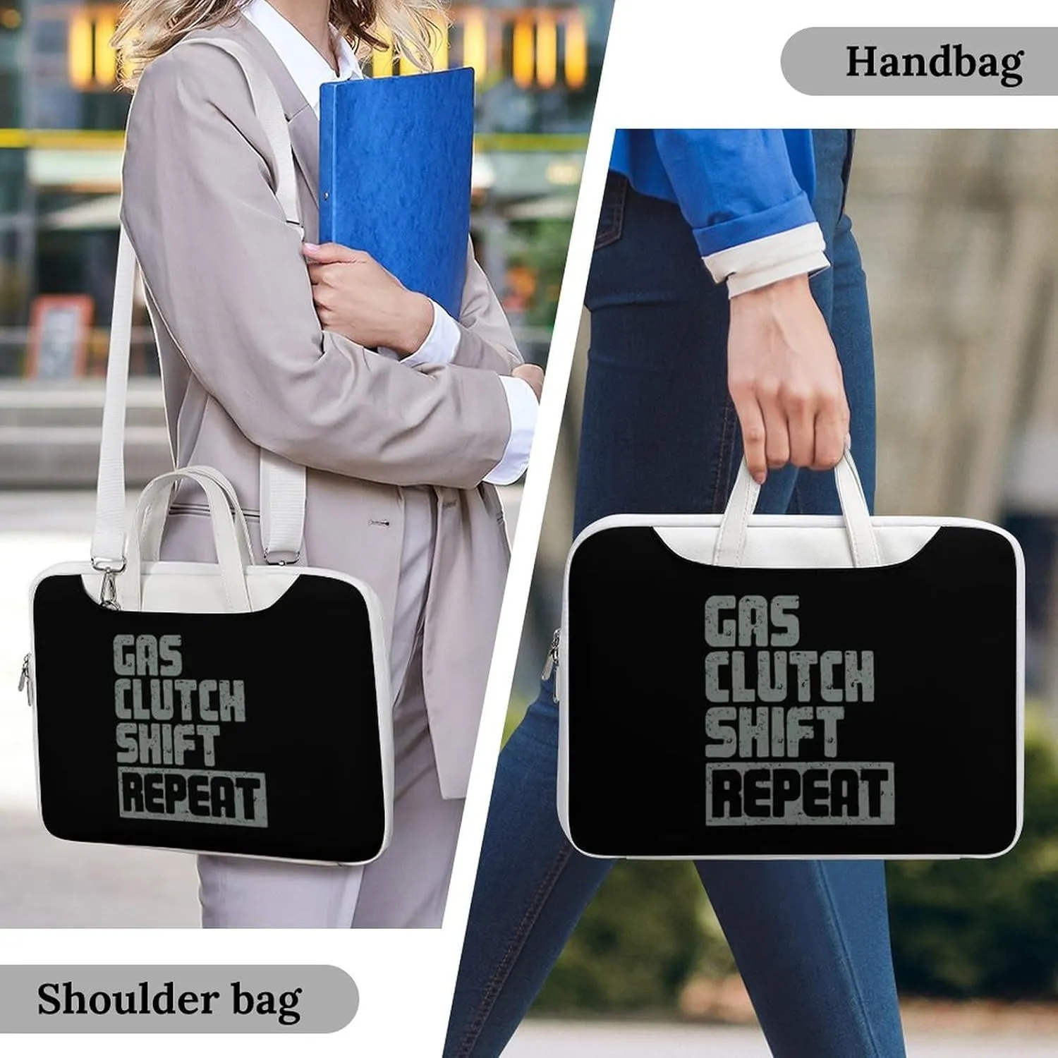 Gas Clutch Shift Repeat Leather Bag Laptop Case Slim Water Resistant Computer Bags with Handle Briefcase for Work