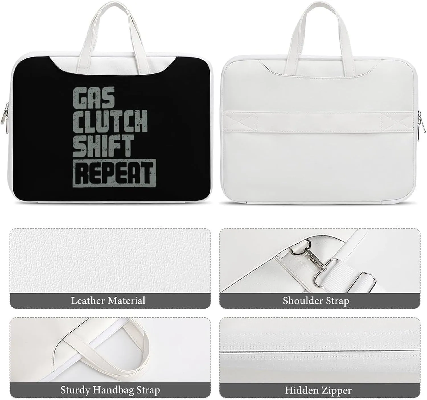 Gas Clutch Shift Repeat Leather Bag Laptop Case Slim Water Resistant Computer Bags with Handle Briefcase for Work