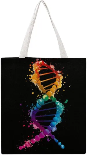 Gay DNA Science Canvas Tote Bags Portable Shopping Grocery Bag Shoulder Handbag with Handles