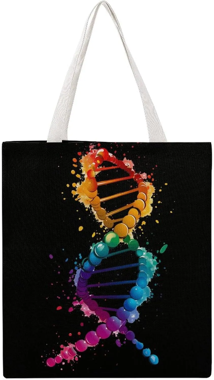 Gay DNA Science Canvas Tote Bags Portable Shopping Grocery Bag Shoulder Handbag with Handles