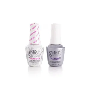 Gelish MINI 9mL Essentials Value Pack – LED/UV Cure, Long-Lasting, Chip-Resistant, Professional Gel Nail Kit for Manicures (No Cleanse Top Coat & Foundation Base Coat Duo)
