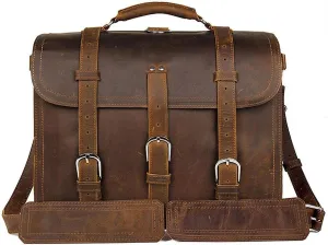Genuine Leather Men's Briefcases 15.6" Laptop Bag Office Bags for Men Document Business Shoulder Messenger Bag