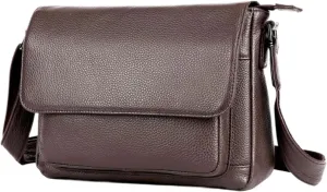 Genuine Leather Messenger Bags Mens Shoulder Bags Crossbody Bags Briefcases Casual Daypacks Waist Packs(Brown)