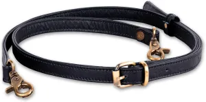 Genuine Leather Purse Strap Replacement ~ Womens Crossbody Bags 48"-57" Long Adjustable Strap, Black with Brass Accessories
