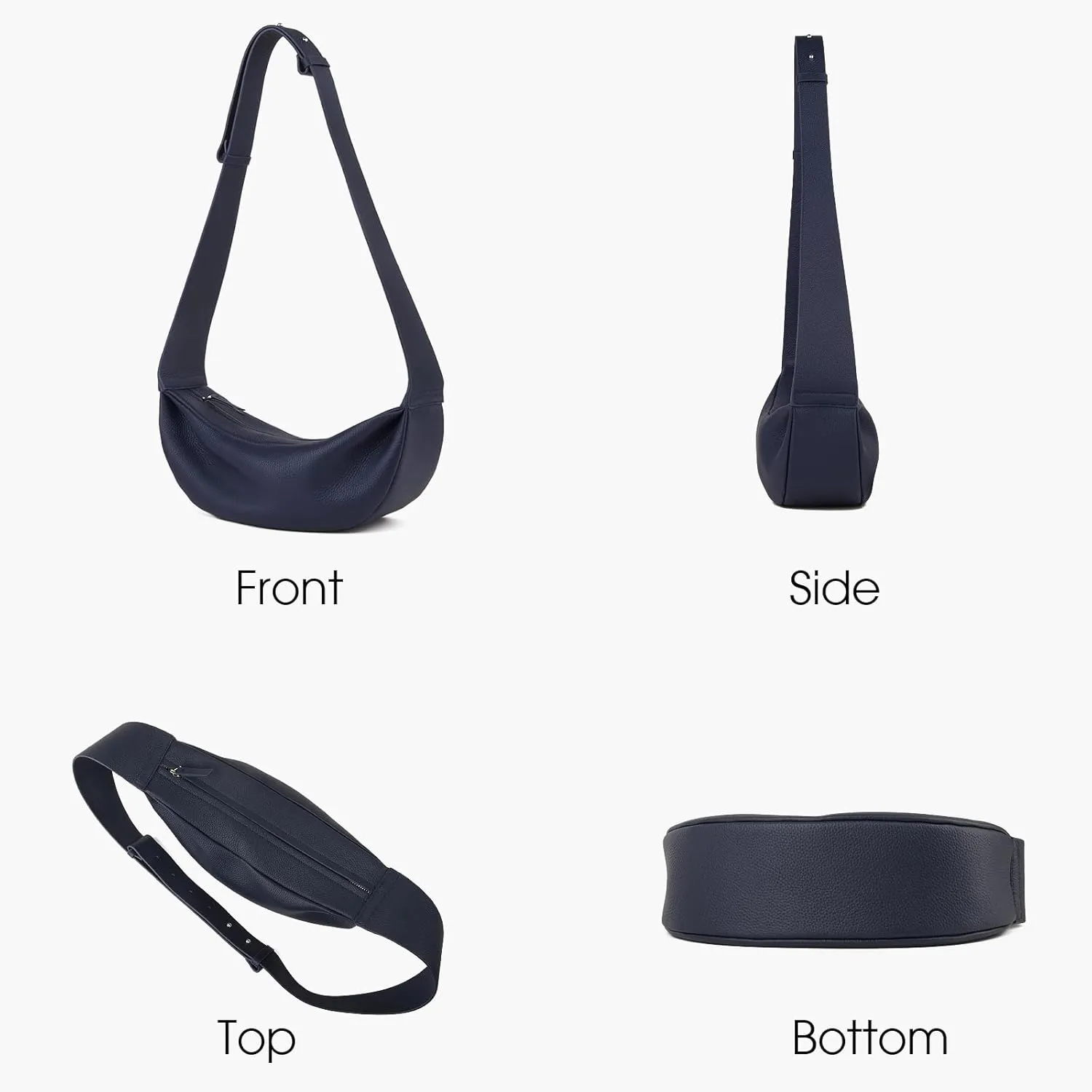 Genuine Leather Sling Bags Crossbody Women, Minimalist Style Casual Chest Bags with Wide Strap