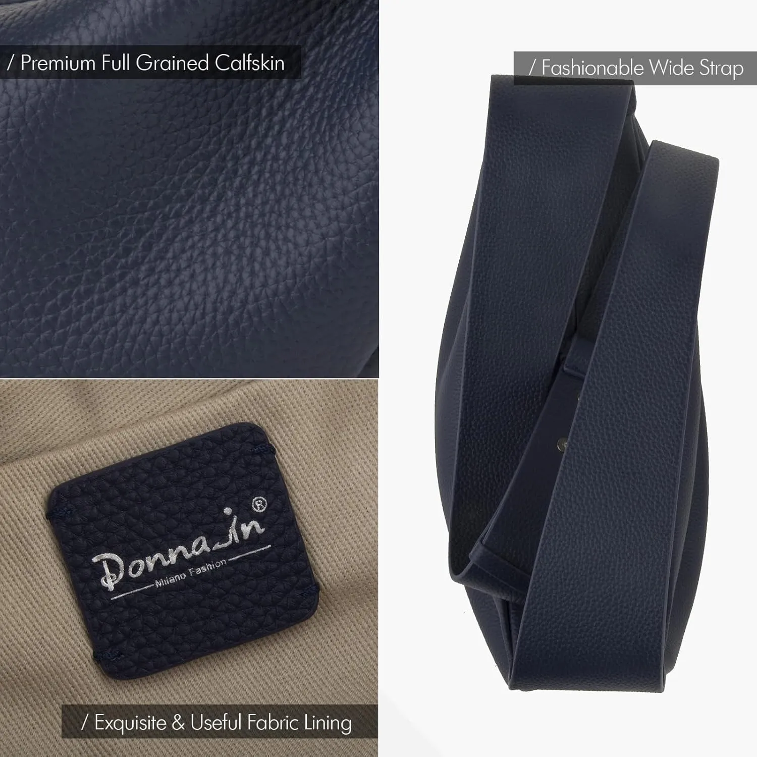 Genuine Leather Sling Bags Crossbody Women, Minimalist Style Casual Chest Bags with Wide Strap