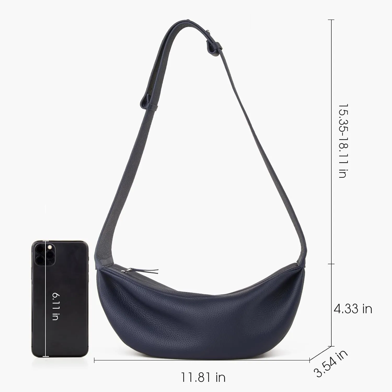 Genuine Leather Sling Bags Crossbody Women, Minimalist Style Casual Chest Bags with Wide Strap