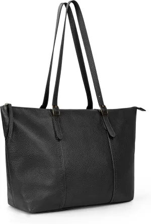 Genuine Leather Tote Bag for Women Large Work Laptop Tote Purse with Adjustable Strap Top-Handle Handbags with Zipper