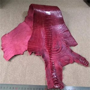 Genuine Ostrich Leg Skin Leather Hide Craft Nature Leather Whole Piece Craft Material for Wallet Handbag Decoration（Red）