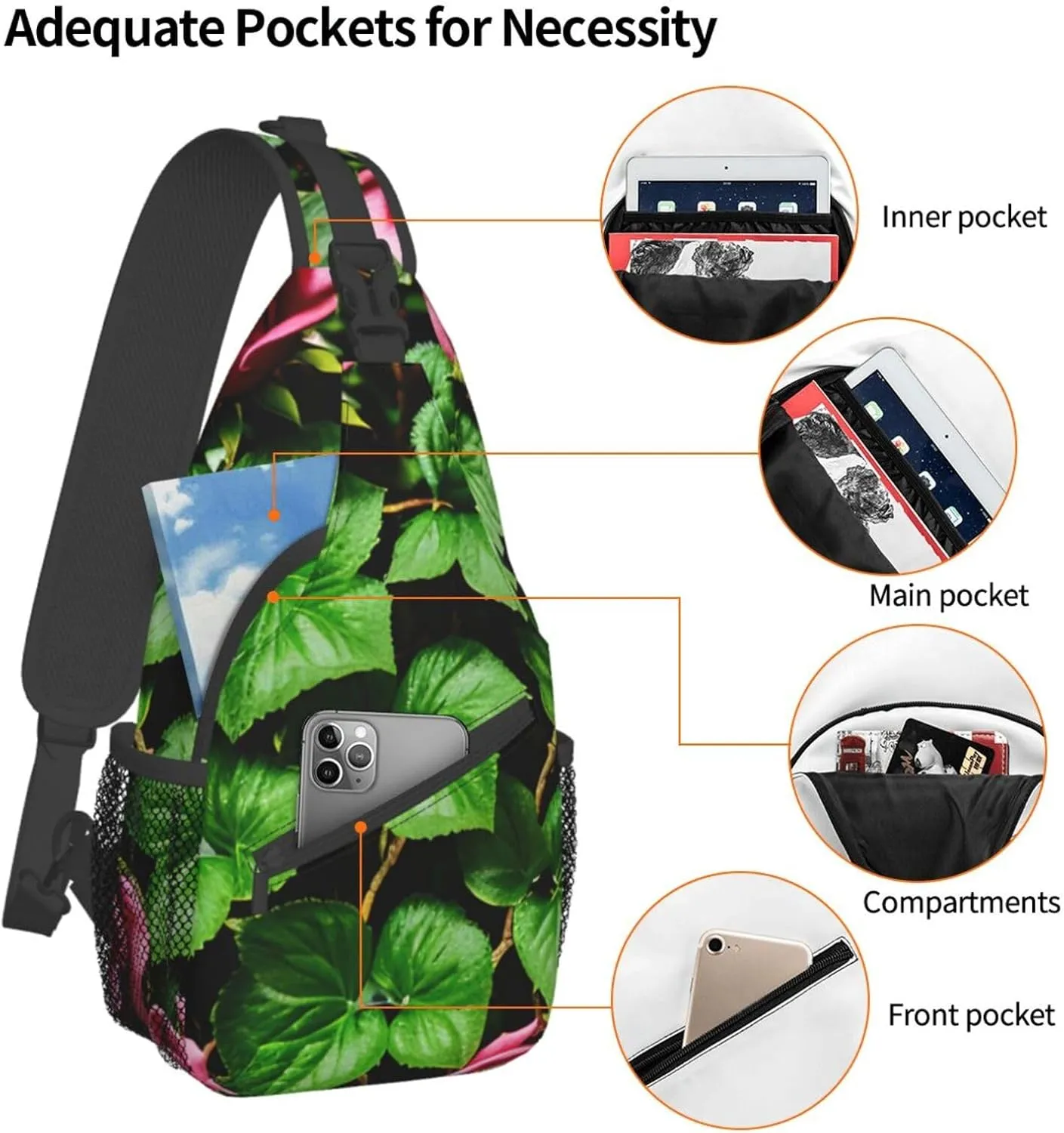 GeRRiT Purple Rose And Skull Print Small Backpack Sling Bag For Women Men, Chest Bag Daypack Crossbody For Travel Sport