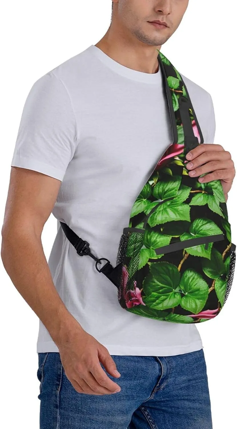 GeRRiT Purple Rose And Skull Print Small Backpack Sling Bag For Women Men, Chest Bag Daypack Crossbody For Travel Sport