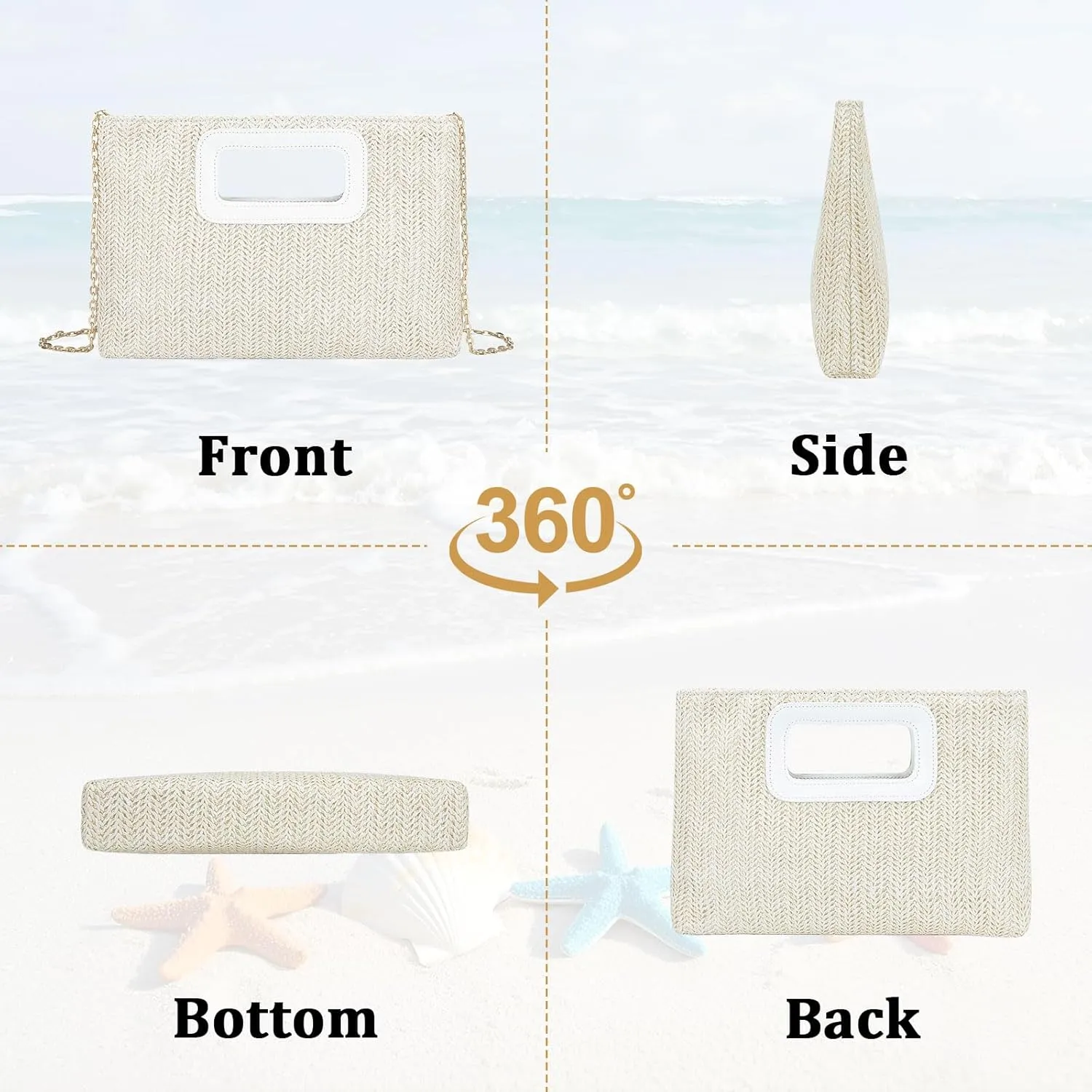 Gets Handwoven Rattan Top handle Bag for Women Bohemian Straw Tote Bag Crossbody Shoulder Bag Beach Large Carrying Handbag