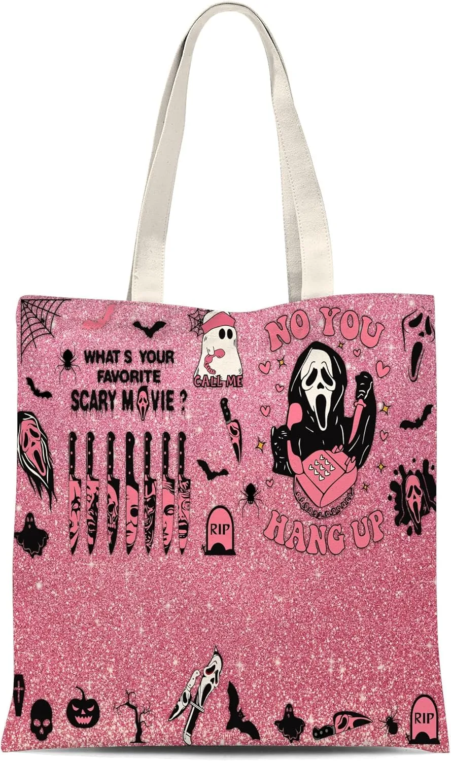 Ghost Face Tote Bag,Pink Tote Bag,Cute Tote Bag,Grocery Bags,Beach Bag,Shopping Bags