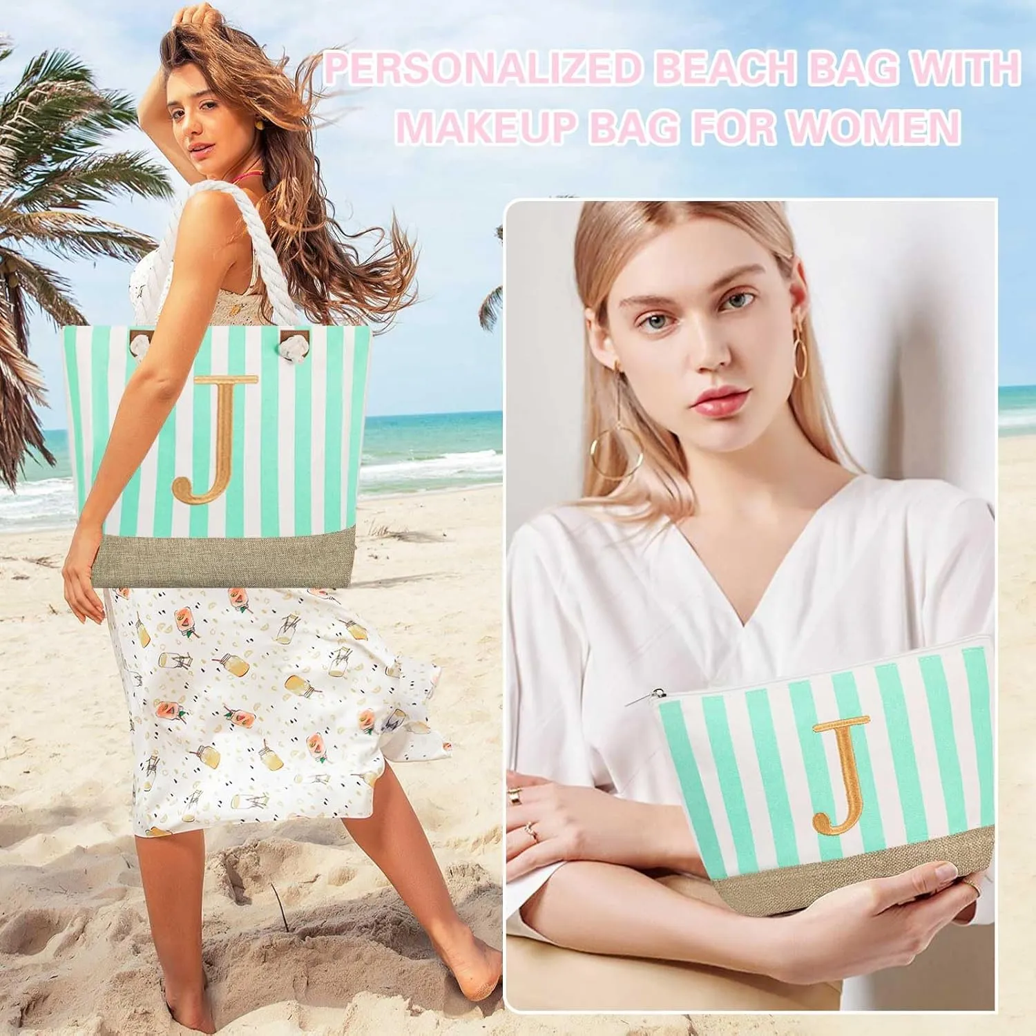 GhvyenntteS Beach Bags for Women - Beach Tote Bag with Zipper, Travel Essentials, Birthday Gifts for Women Her Mom Grandma Wife Nana Mimi Gigi Nurse Teacher Friend