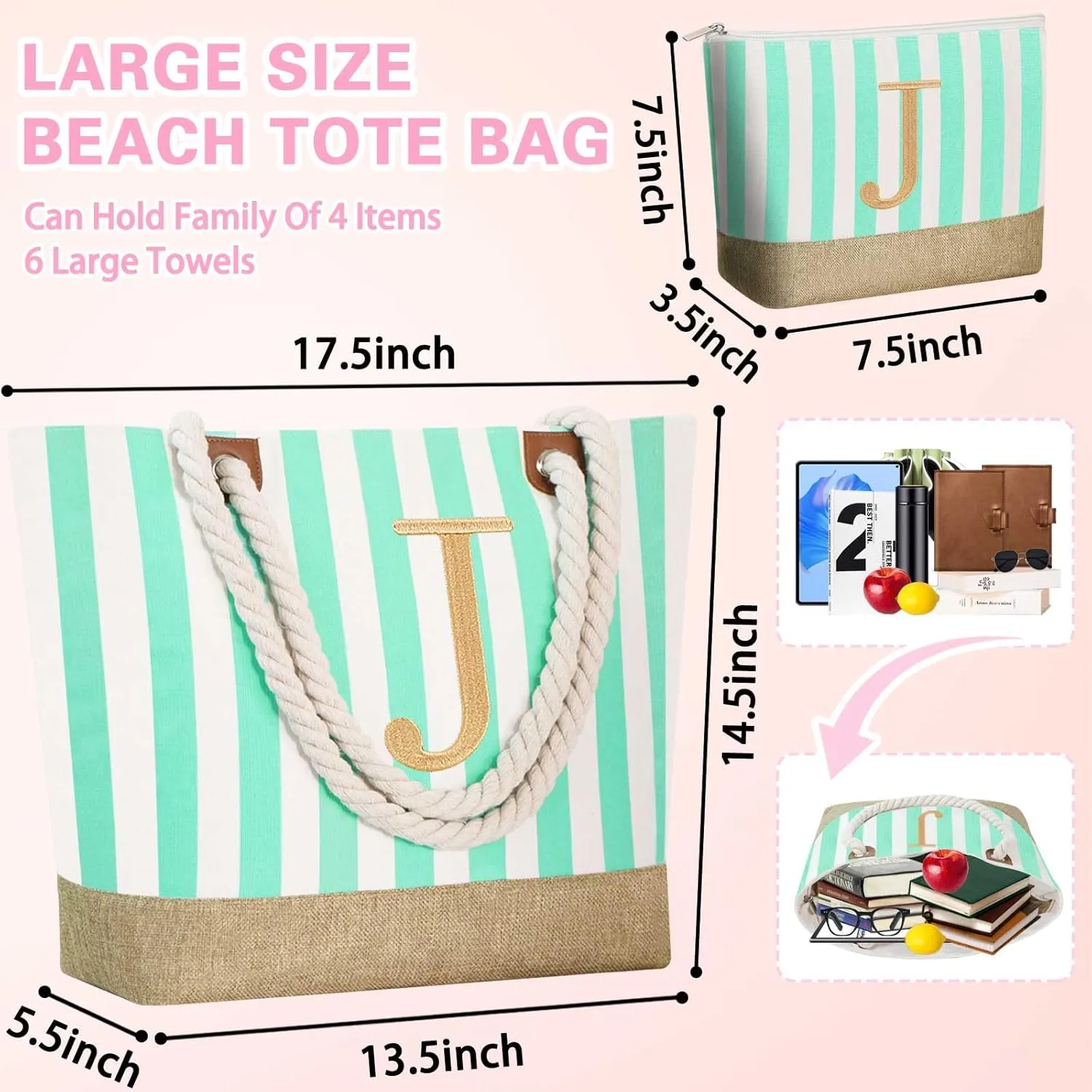 GhvyenntteS Beach Bags for Women - Beach Tote Bag with Zipper, Travel Essentials, Birthday Gifts for Women Her Mom Grandma Wife Nana Mimi Gigi Nurse Teacher Friend