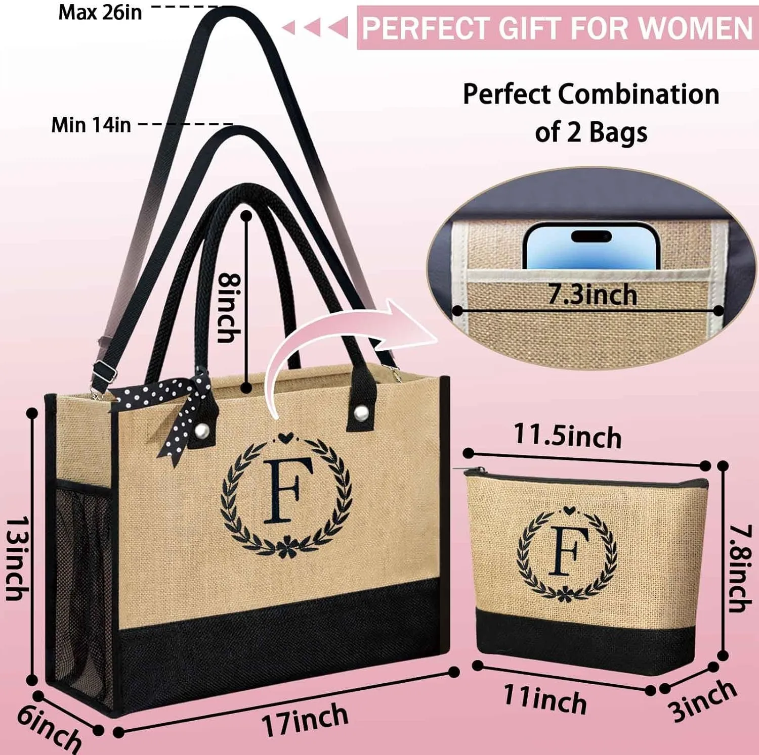 GhvyenntteS Retirement Gift for Women 2025, Birthday Gifts for Women - Beach Bag, Initial Beach Tote Bag with Zipper