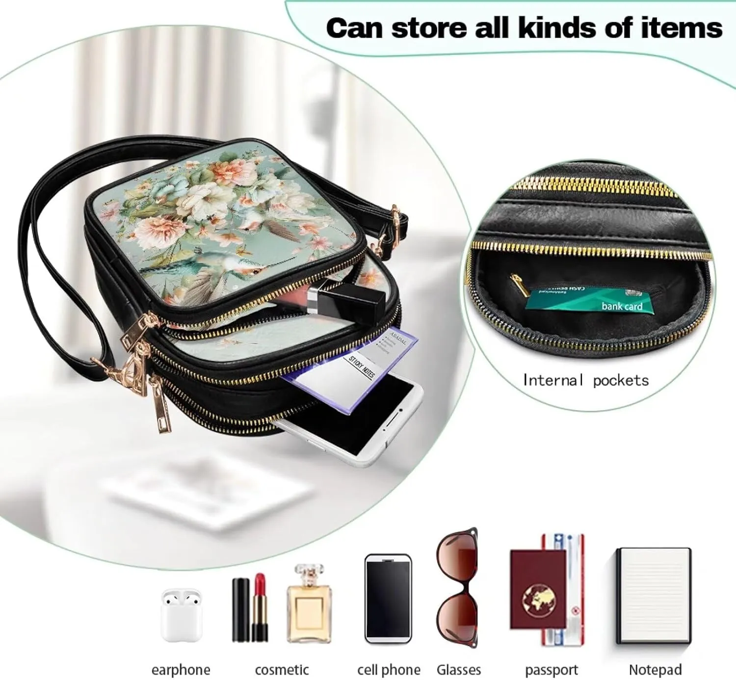 GIFTPUZZ Leather Crossbody Bags for Women Ladies Sling Handbags Medium Cross body Purses Handbags Soft