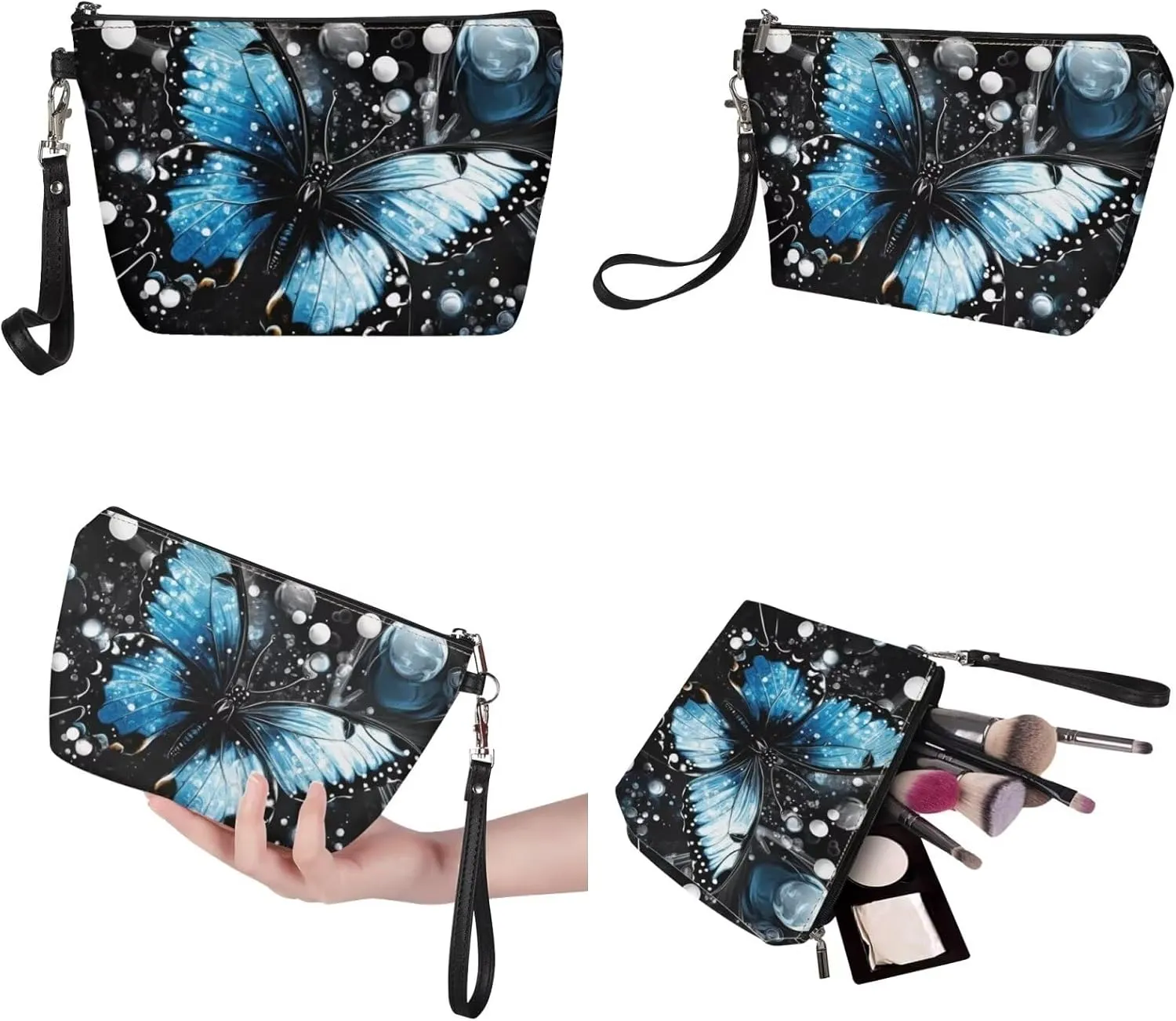 GIFTPUZZ Women Top Handle Bags Handbags with Zipper Leather Wallet Cash Card Phone Holder and Makeup Bag Set 3pcs