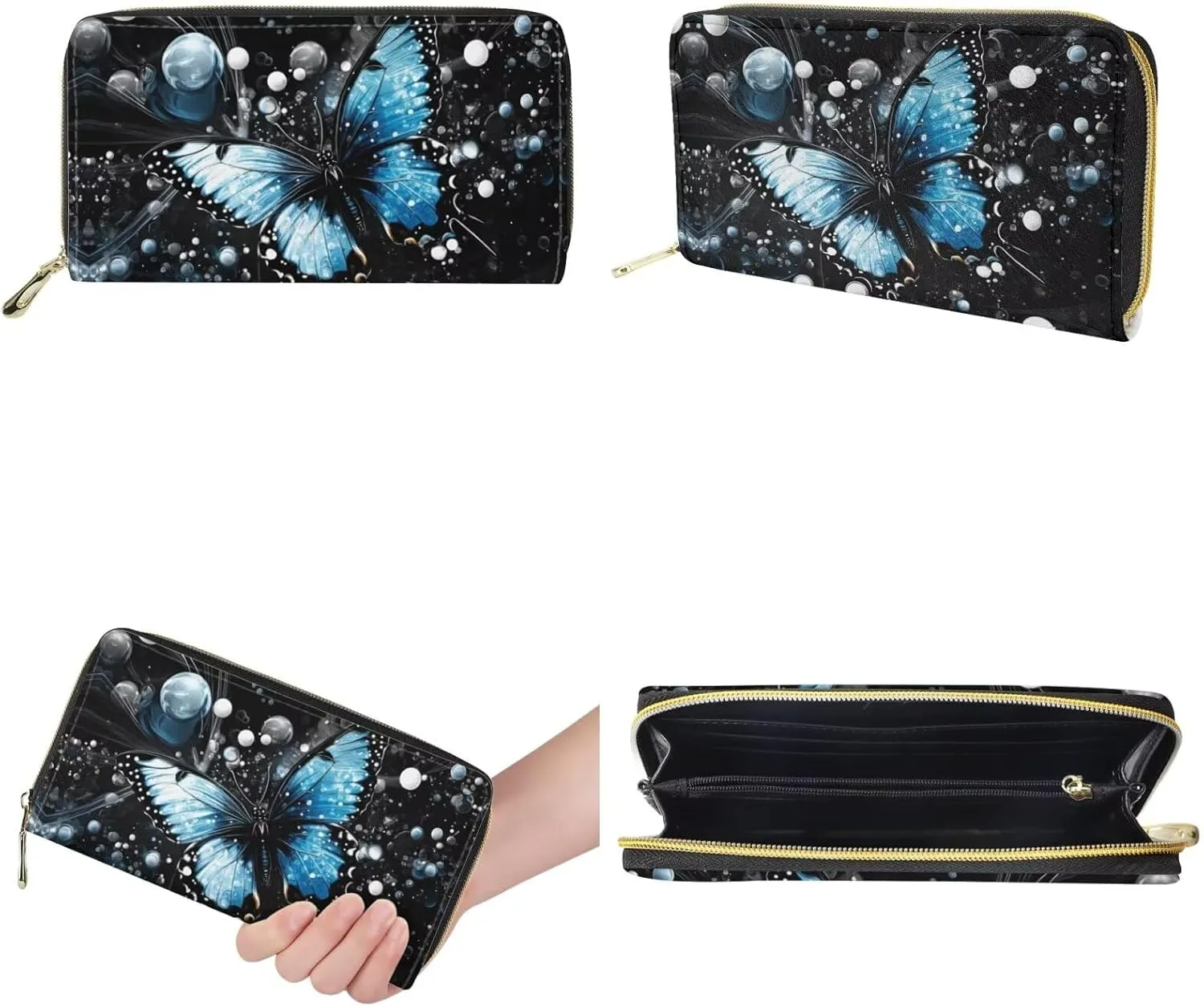 GIFTPUZZ Women Top Handle Bags Handbags with Zipper Leather Wallet Cash Card Phone Holder and Makeup Bag Set 3pcs