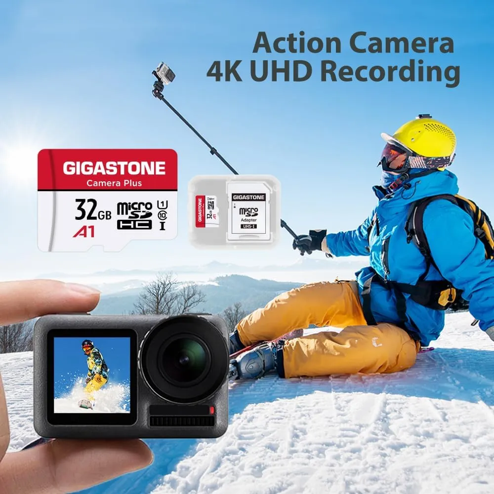 GIGASTONE Micro SD Card 32GB 2-Pack, Camera Plus, MicroSDHC Memory Card for Wyze Cam, Security, Roku, Full HD Video Recording, UHS-I U1 A1 Class 10, up to 90MB/s, with Adapter