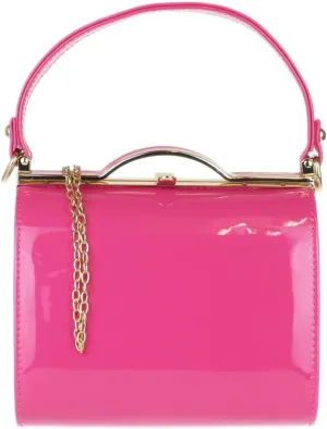 Girly HandBags Glossy Patent Faux Leather Clutch Bag Handle Closure Evening Handbag