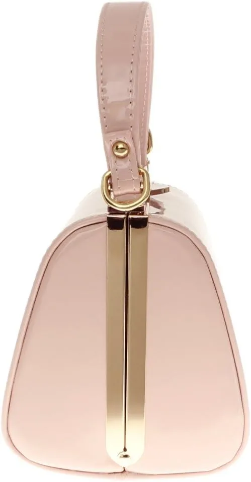 Girly HandBags Glossy Patent Faux Leather Clutch Bag Handle Closure Evening Handbag