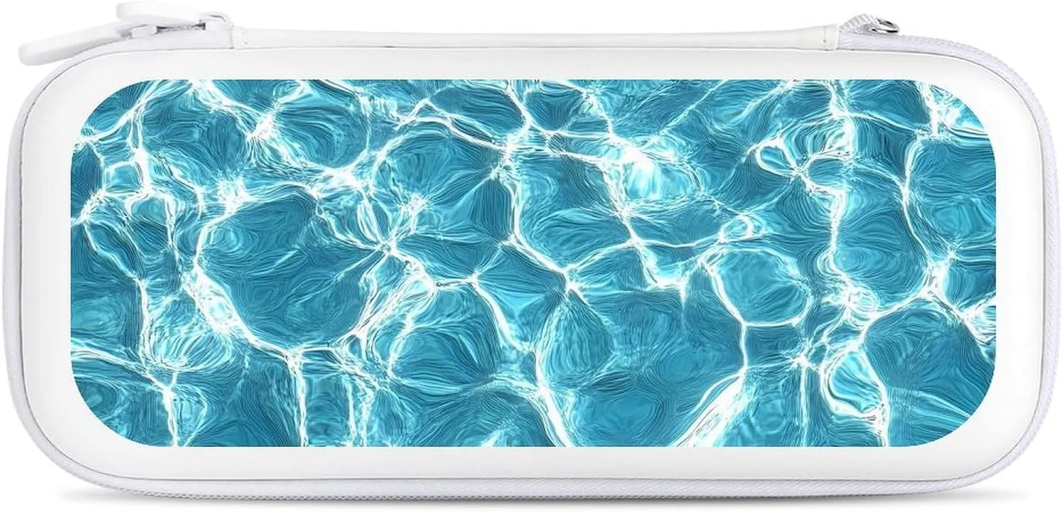Glass Sea Water Compatible with Switch Carrying Case Hard Travel Game Bag Pouch with 15 Games Accessories