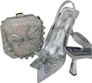 Glossy Finish Banquet Pumps Rhinestone Purse Wedding Party Luxury Combo