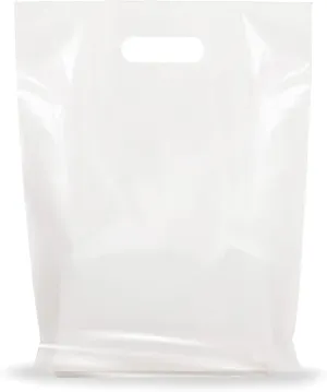 Glossy Merchandise Shopping Bags by Popular Plastic Bags - 100 White Color Bulk Merchandise Bags 9 x12x1.25 in - Plastic Shopping Bags with Handles - Shopping Bags for Boutique, Business, Toy Store