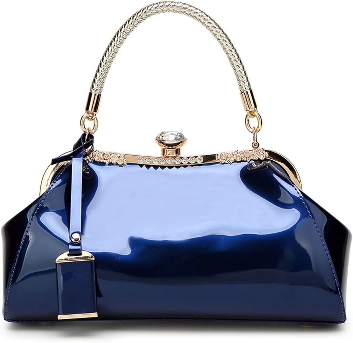 Glossy Patent Leather Handbag for Women Top Handle Tote Bag Evening Shoulder Bag Wedding Satchel Retro Purse