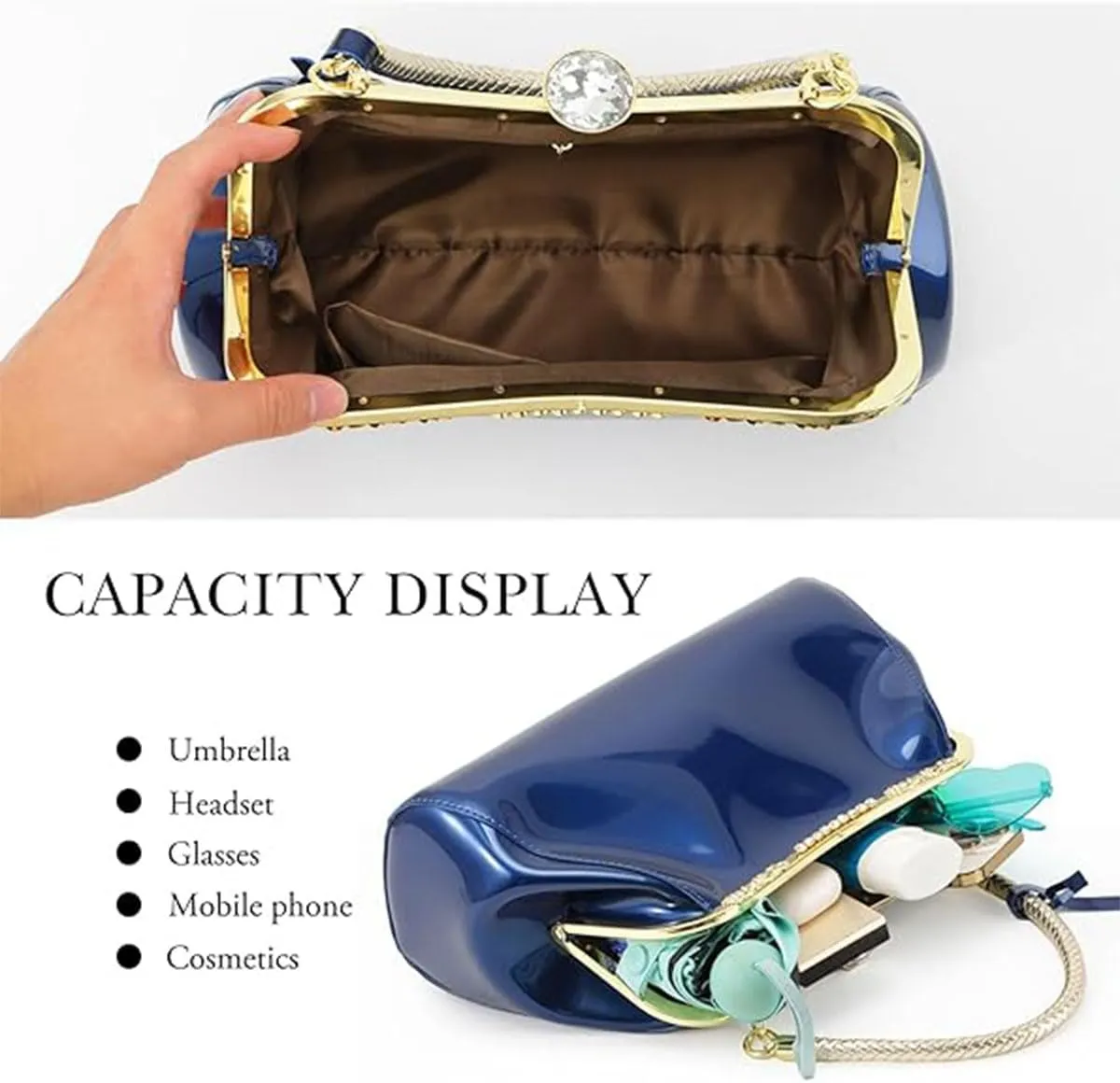 Glossy Patent Leather Handbag for Women Top Handle Tote Bag Evening Shoulder Bag Wedding Satchel Retro Purse