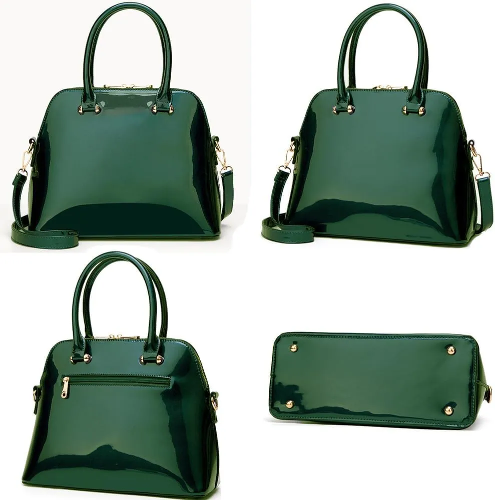 Glossy Patent Leather Handbags Purse Women Dome Satchel Bag Top Handle Handbag Ladies Shoulder Bag Crossbody Bags