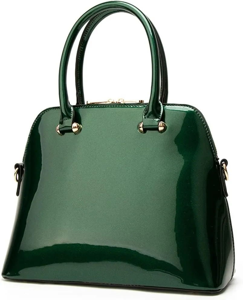 Glossy Patent Leather Handbags Purse Women Dome Satchel Bag Top Handle Handbag Ladies Shoulder Bag Crossbody Bags