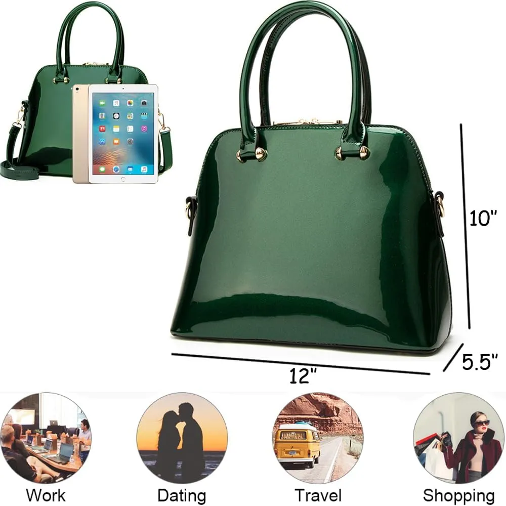 Glossy Patent Leather Handbags Purse Women Dome Satchel Bag Top Handle Handbag Ladies Shoulder Bag Crossbody Bags