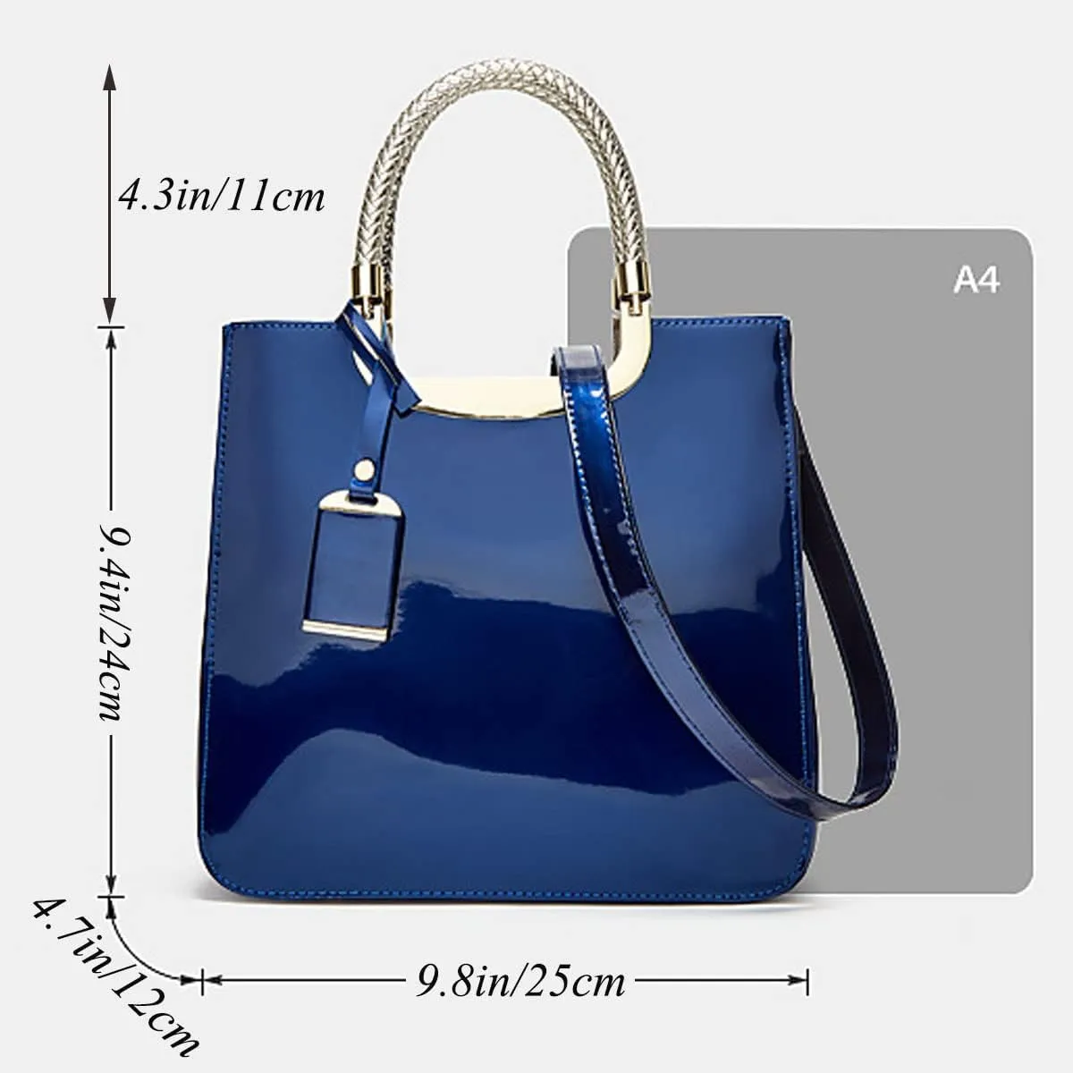 Glossy Patent Leather Women Handbag Shiny Shoulder Bag Evening Purse Style Top-Handle Bag Crossbody Satchel Party