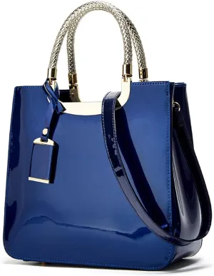 Glossy Patent Leather Women Handbag Shiny Shoulder Bag Evening Purse Style Top-Handle Bag Crossbody Satchel Party