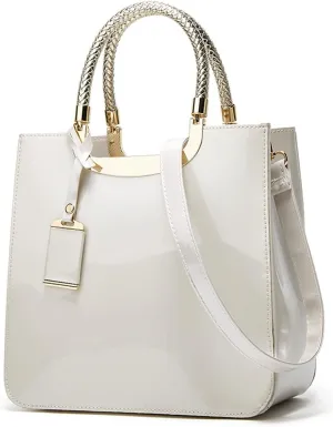 Glossy Patent Leather Women Handbag Shiny Shoulder Bag Evening Purse Style Top-Handle Bag Crossbody Satchel Party